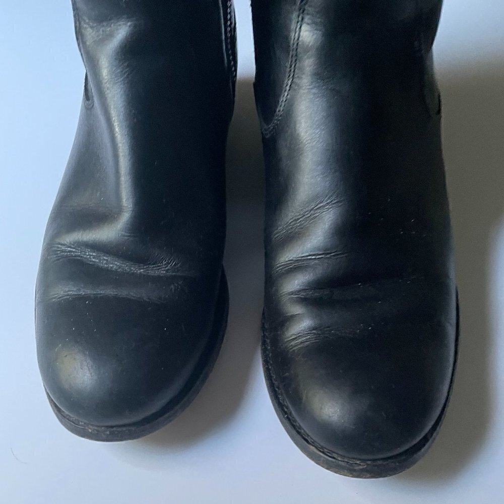 Frye Melissa Tab Black Leather Tall Knee High Side Zip Riding Boots Women's 6 - Picture 5 of 11